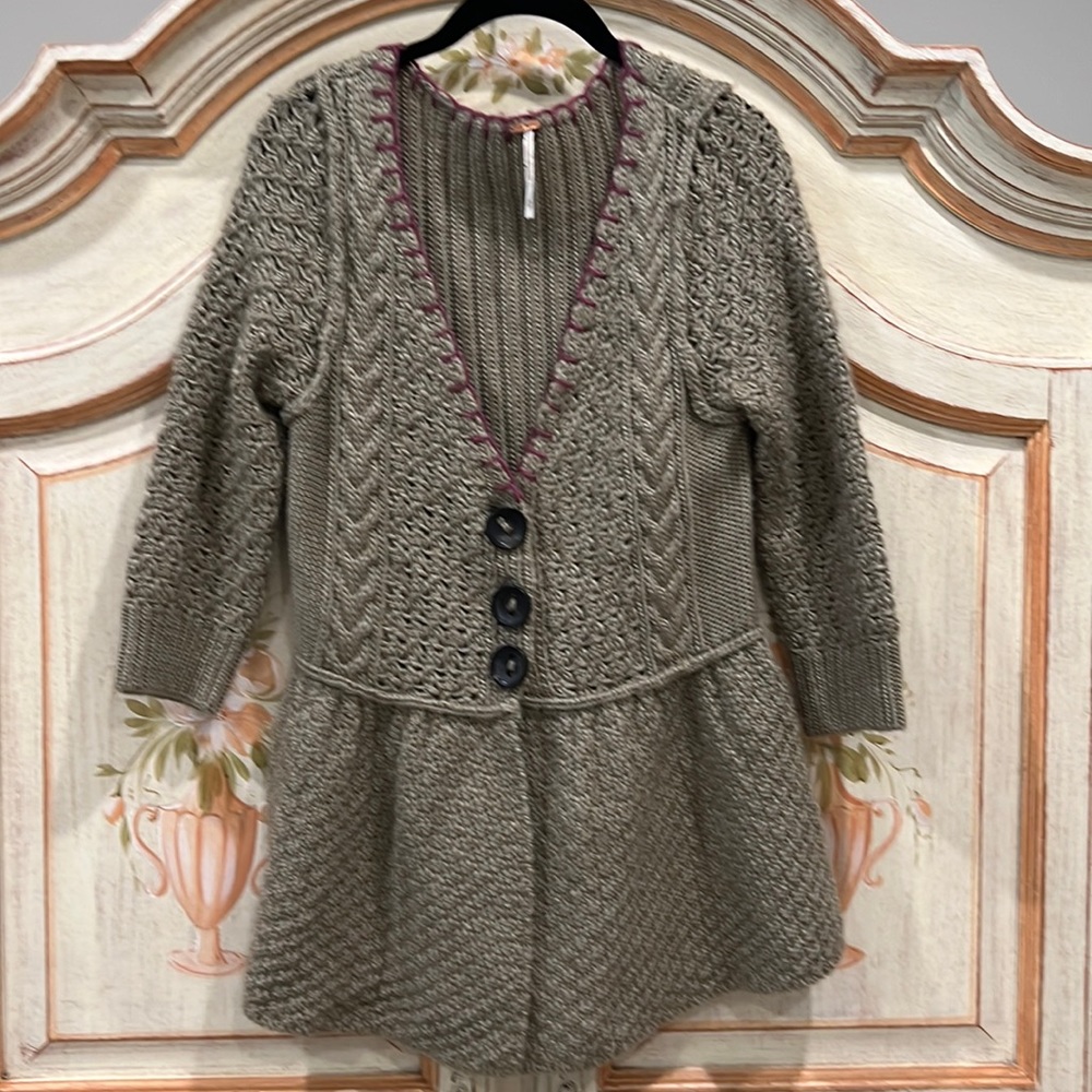 Free People Knit Peplum Cardigan Size M